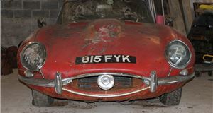 Jaguar E-type found in hedge sells for £58k
