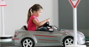 Children as young as three can get behind the wheel at Mercedes-Benz World