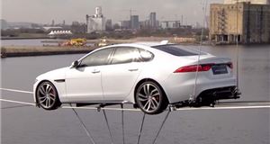VIDEO: New Jaguar XF crosses Thames on high wires